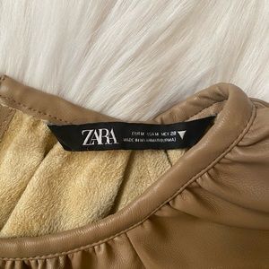 Zara Women camel faux leather shirt size Medium